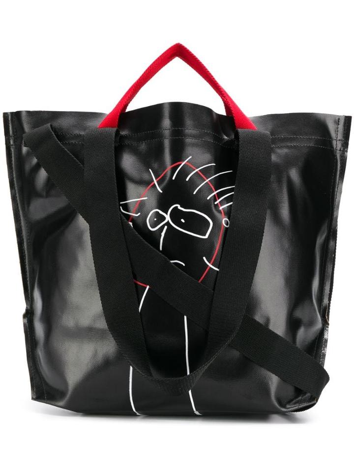 Plan C Printed Shopper Tote - Black