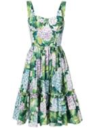 Dolce & Gabbana - Hydrangea Print Tiered Dress - Women - Cotton - 46, Green, Cotton