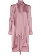 Fendi Tie-neck Asymmetric Satin Dress - Pink