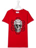 Philipp Plein Junior Teen Skull And Logo Print T-shirt - Red