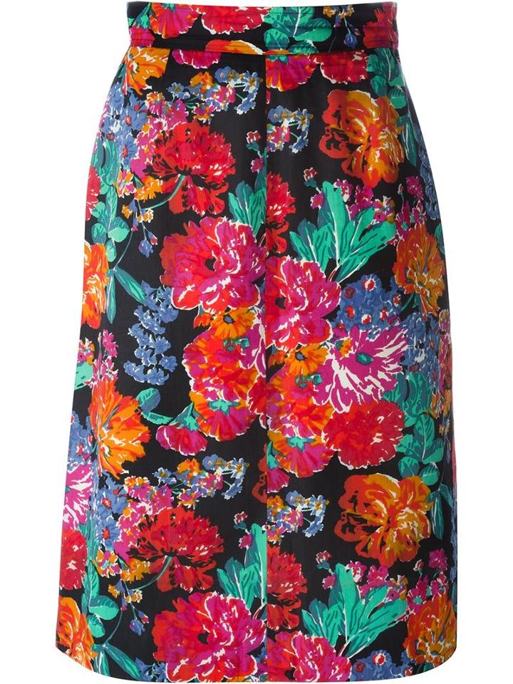 Yves Saint Laurent Vintage Floral Print Pencil Dress