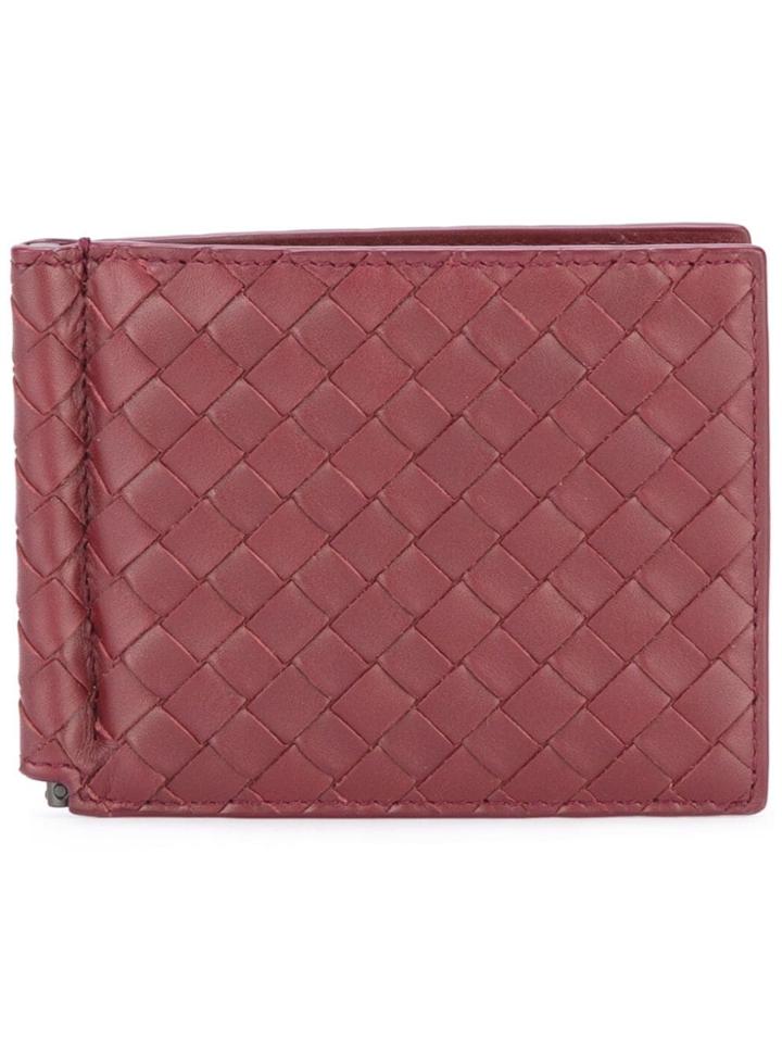 Bottega Veneta Intrecciato Weave Wallet With Money Clip - Red