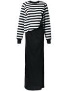 A.f.vandevorst Striped Maxi Dress, Women's, Size: Small, Black, Cotton/spandex/elastane/wool/polyester