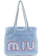 Miu Miu Fur Logo Tote Bag - Blue