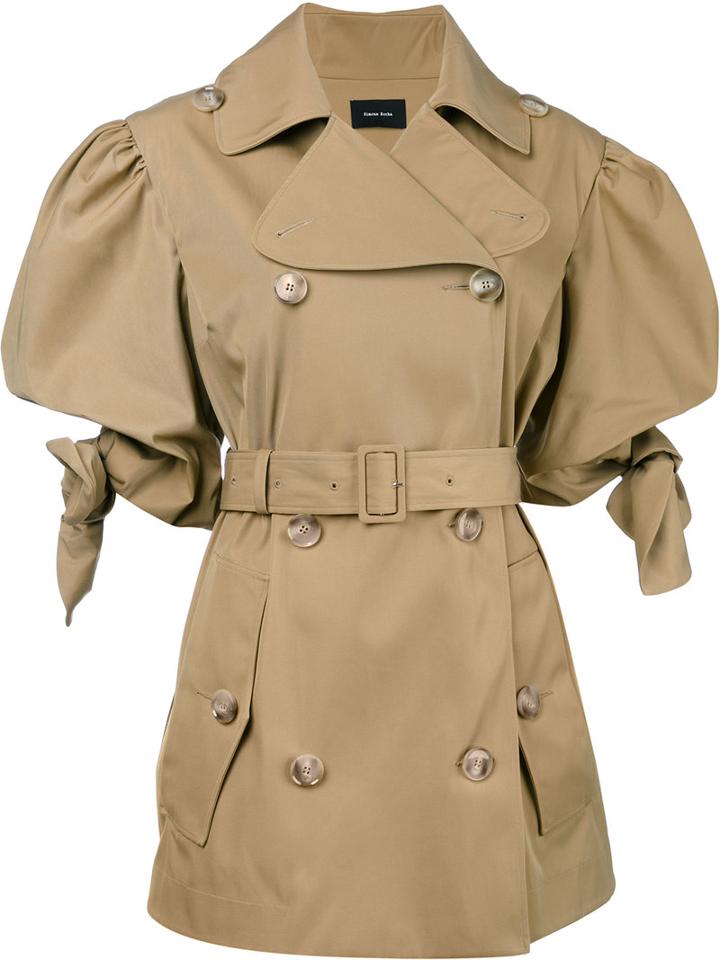 Simone Rocha Belted Trench Coat, Women's, Size: 8, Brown, Polyamide/cotton