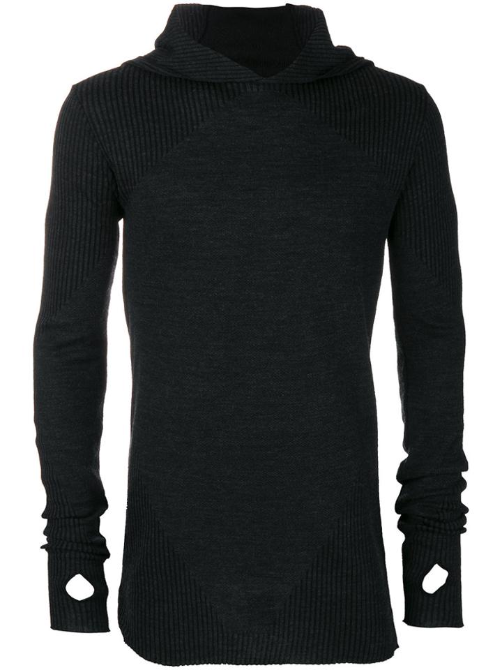 Andrea Ya'aqov Ribbed Detail Hoodie - Black