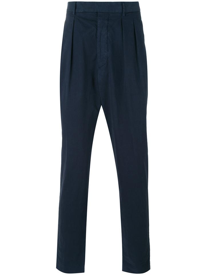 Officine Generale - High Waist Trousers - Men - Cotton - 50, Blue, Cotton