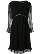 Twin-set V-neck Ruffle Dress - Black