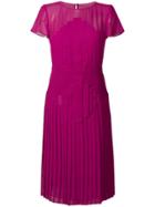 Capucci Pleated Flared Midi Dress - Pink & Purple