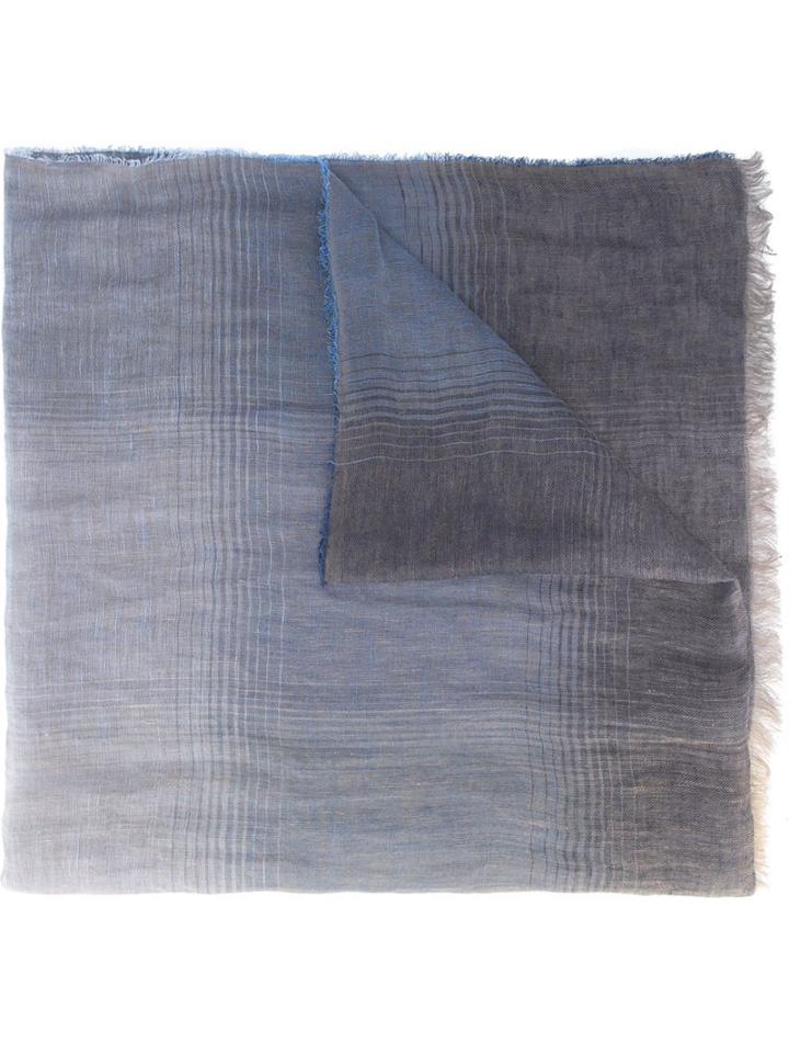 Eleventy Faded Check Scarf, Men's, Blue, Linen/flax