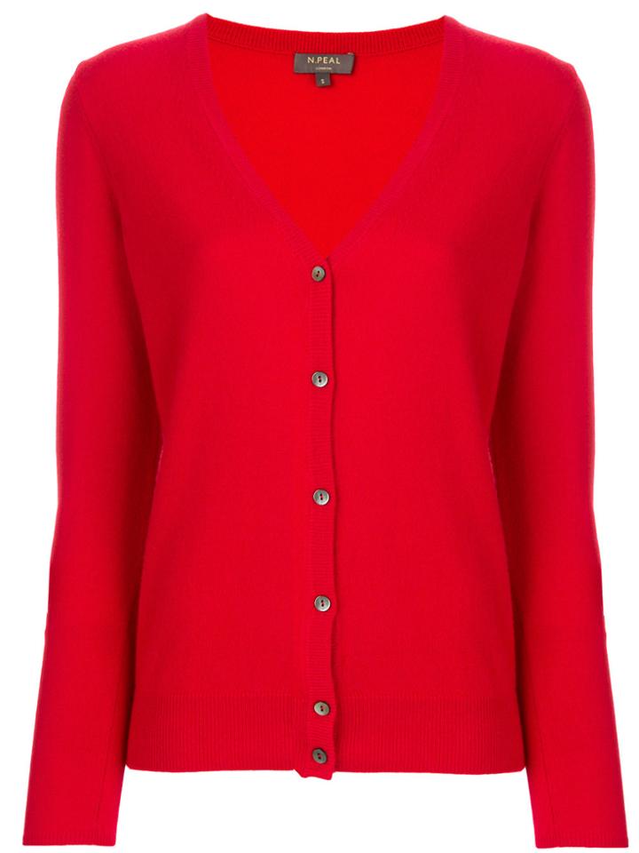 N.peal V-neck Cardigan - Red