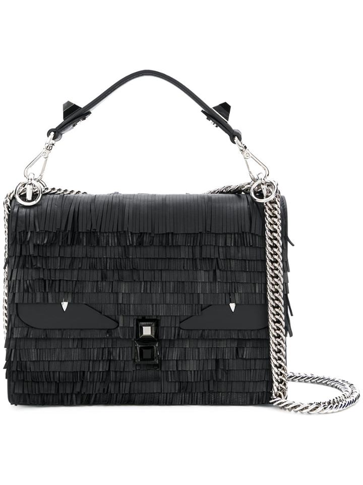 Fendi Fringed Small Kan I Crossbody Bag - Black