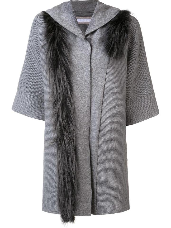 Fabiana Filippi Faux Fur Detail Cardi-coat, Women's, Size: 42, Grey, Silk/cashmere/virgin Wool