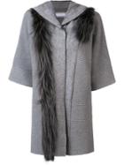 Fabiana Filippi Faux Fur Detail Cardi-coat, Women's, Size: 42, Grey, Silk/cashmere/virgin Wool