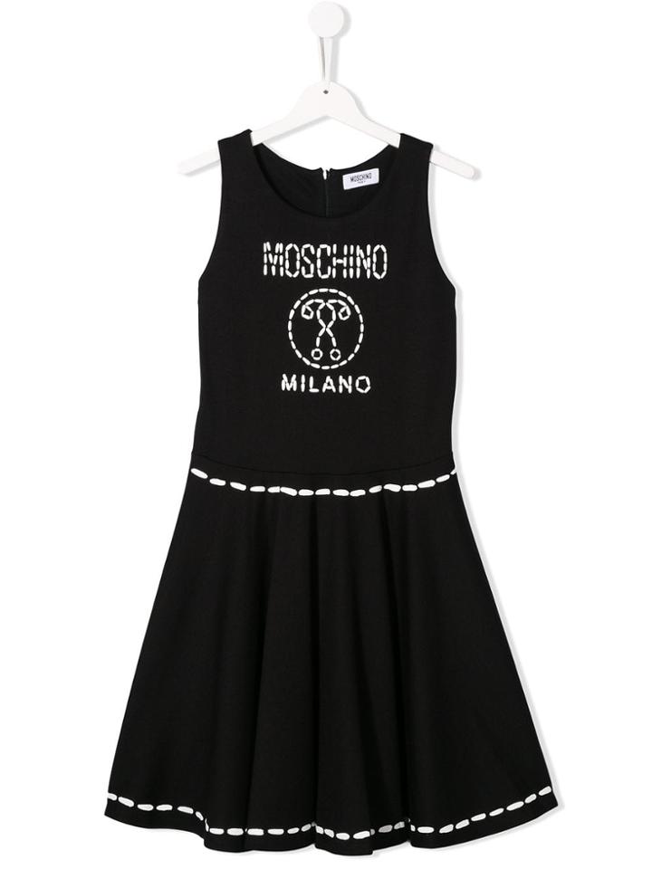 Moschino Kids Logo Flared Dress - Black