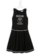 Moschino Kids Logo Flared Dress - Black