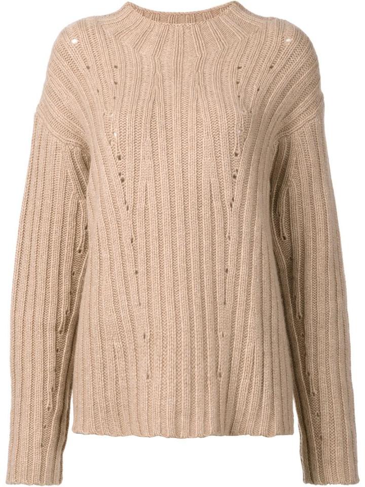 Nili Lotan Loose Fit Ribbed Jumper, Women's, Size: Medium, Nude/neutrals, Cashmere/camel Hair