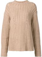 Nili Lotan Loose Fit Ribbed Jumper, Women's, Size: Medium, Nude/neutrals, Cashmere/camel Hair