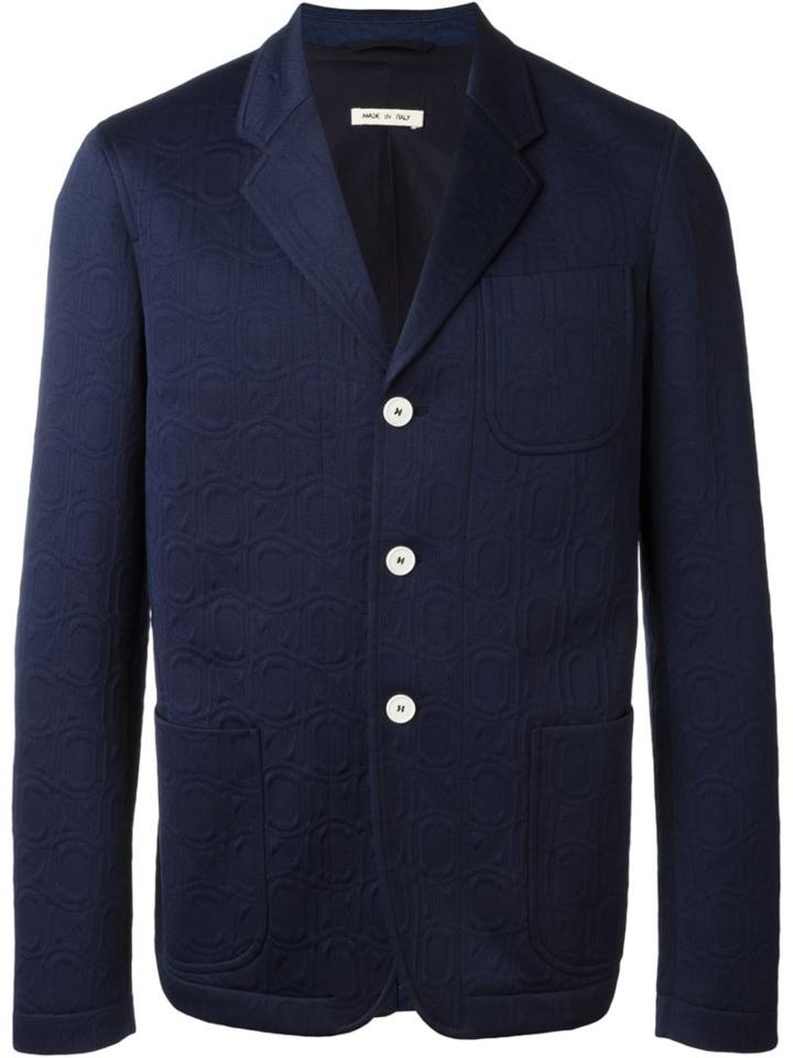 Marni Jacquard Blazer, Men's, Size: 48, Blue, Polyester/nylon/cotton