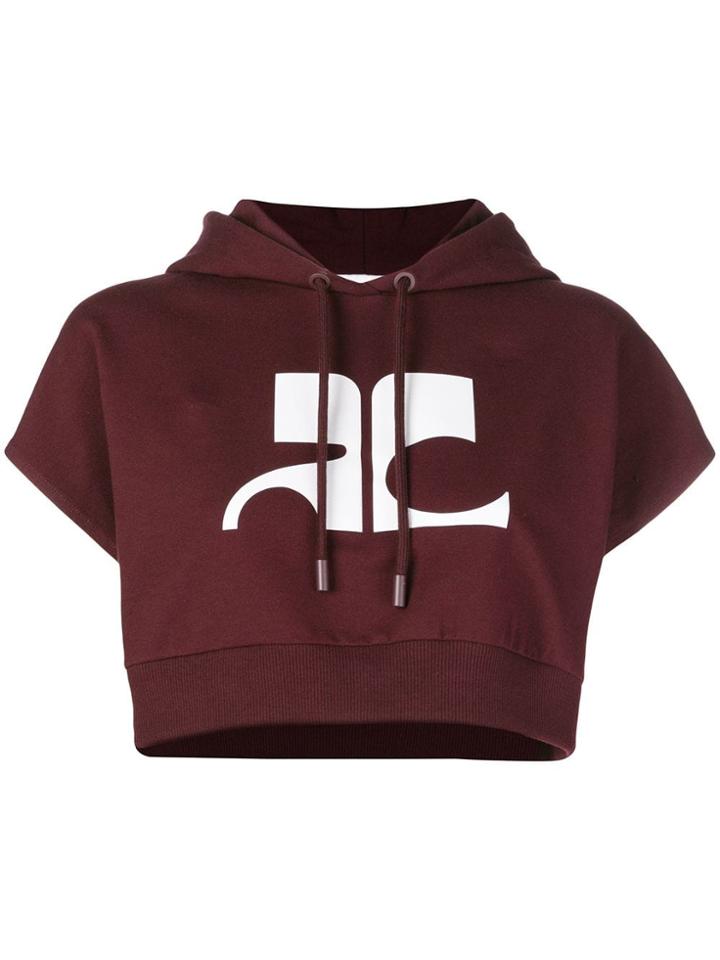 Courrèges Cropped Sl Hoodie - Pink & Purple