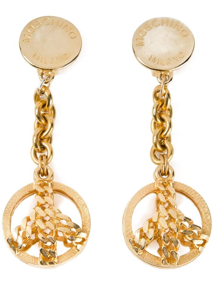 Moschino Vintage Large Drop Peace Earrings - Grey