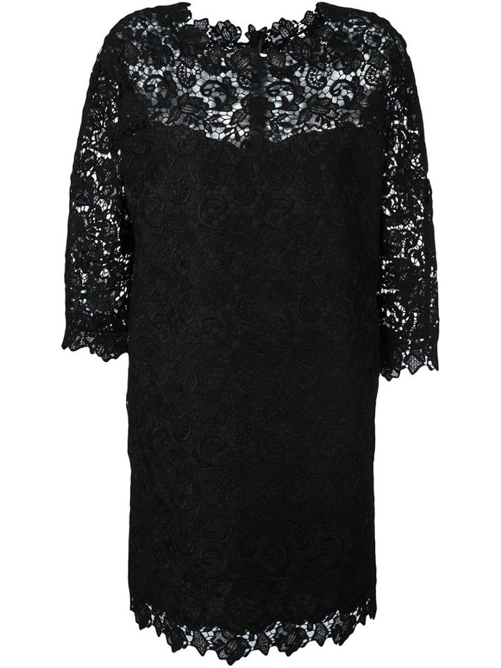 Ermanno Scervino Embroidered Shift Dress, Women's, Size: 46, Black, Acrylic/polyester/polyamide/cotton