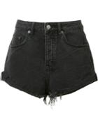 Ksubi Frayed Denim Shorts, Women's, Size: 28, Black, Cotton