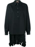 No21 Layered Shirt Tassel Dress, Women's, Size: 42, Black, Cotton/acetate/silk/polyester