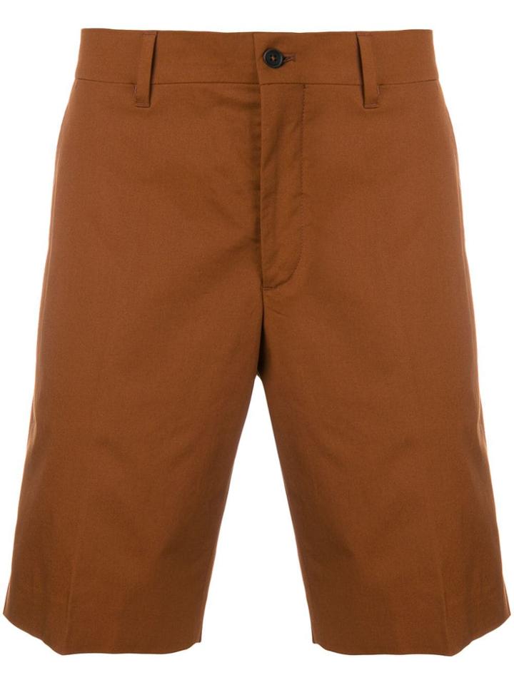 Prada Pleated Bermuda Shorts - Brown