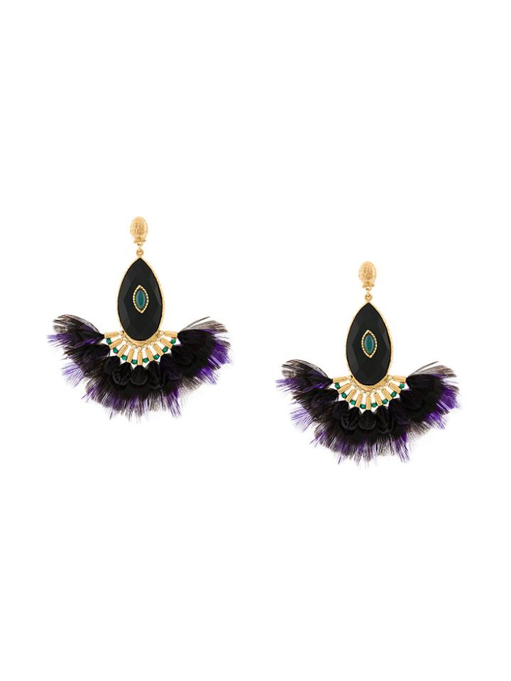 Gas Bijoux Serti Paon Earrings - Pink & Purple