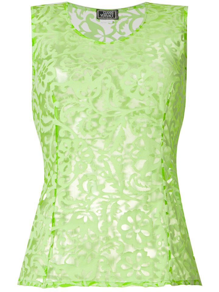 Versace Vintage Laser Cut Sleeveless Tank - Green