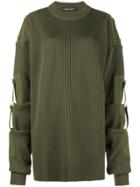 Y / Project Oversized Ribbed Sweater With Removable Sleeves - Green