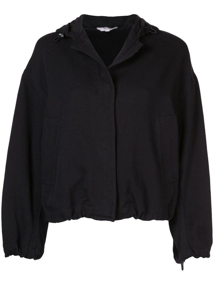 Vince Concealed Front Bomber Jacket - Black