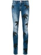 Philipp Plein Palm Tree Print Jeans - Blue
