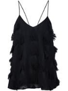 Derek Lam 10 Crosby Fringed Cami Top, Women's, Black, Cotton/acrylic/viscose/polyester