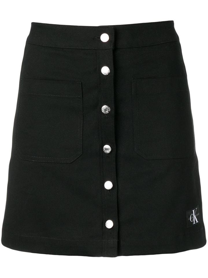 Calvin Klein Jeans Button Up Mini Skirt - Black
