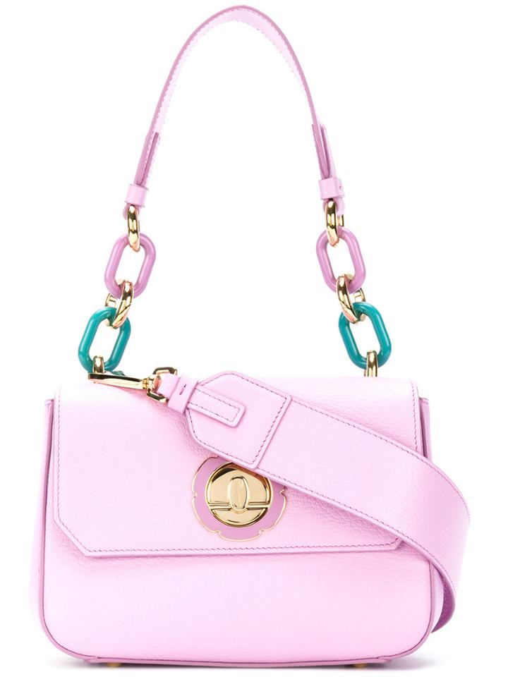 Salvatore Ferragamo Chain Embellished Shoulder Bag - Pink & Purple