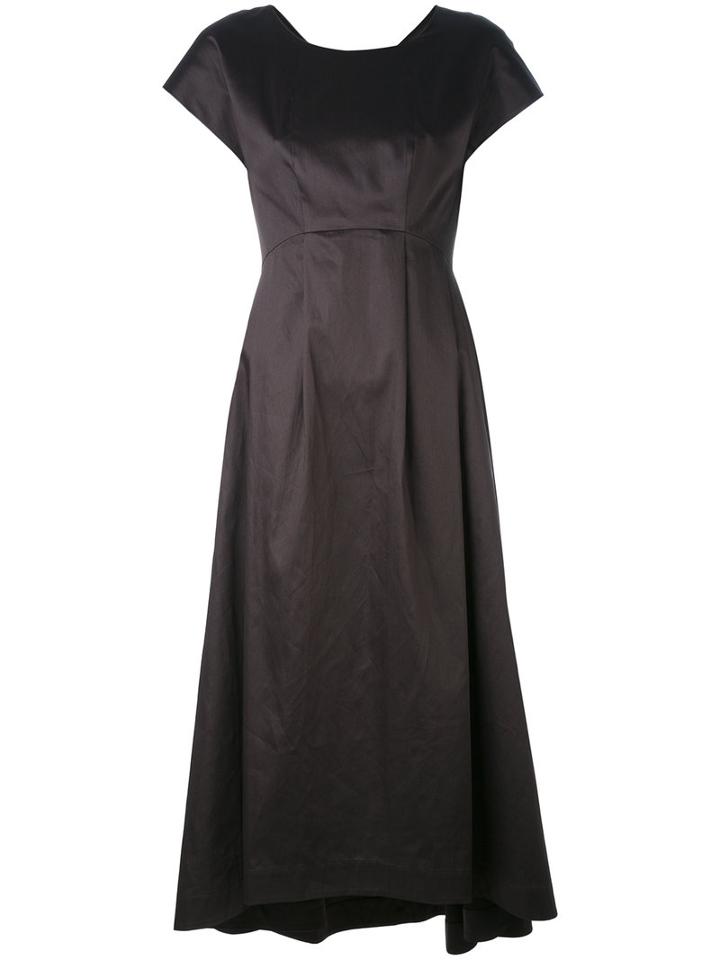 Jil Sander Navy - Pleat Detail Flared Dress - Women - Cotton - 36, Black, Cotton