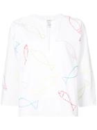 Maison Rabih Kayrouz Fish Print Blouse - White
