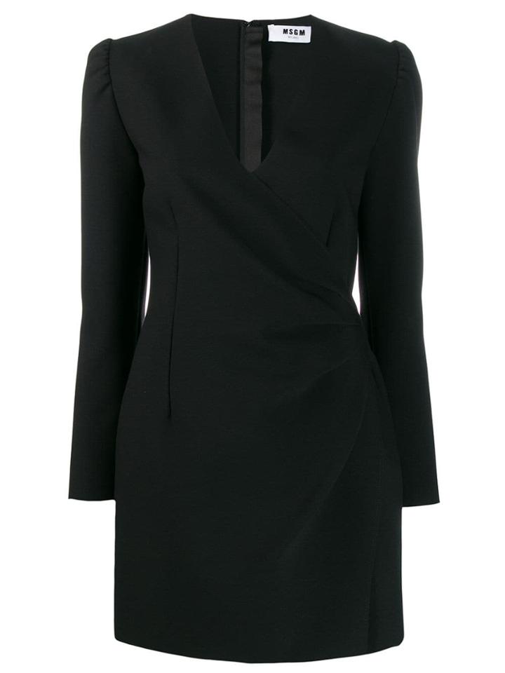Msgm Short Wrap-style Dress - Black