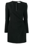 Msgm Short Wrap-style Dress - Black