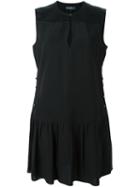 Salvatore Ferragamo Ruffle Hem Dress, Women's, Size: 44, Black, Acetate/viscose/silk