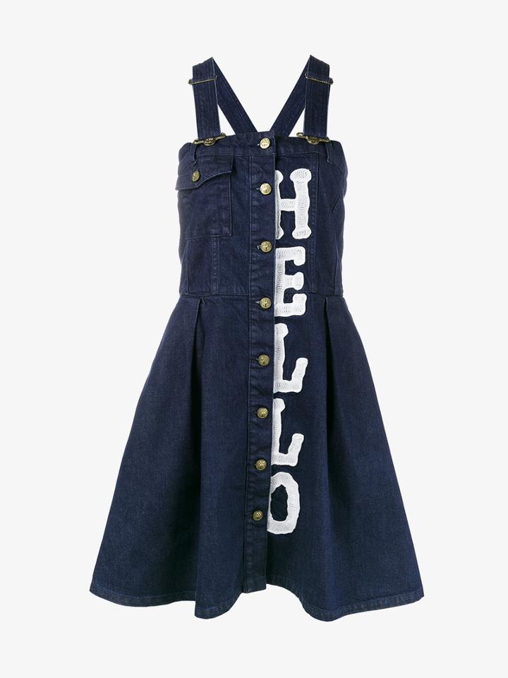 House Of Holland Denim Dungaree Dress, Women's, Size: Xl, Blue, Cotton/polyester