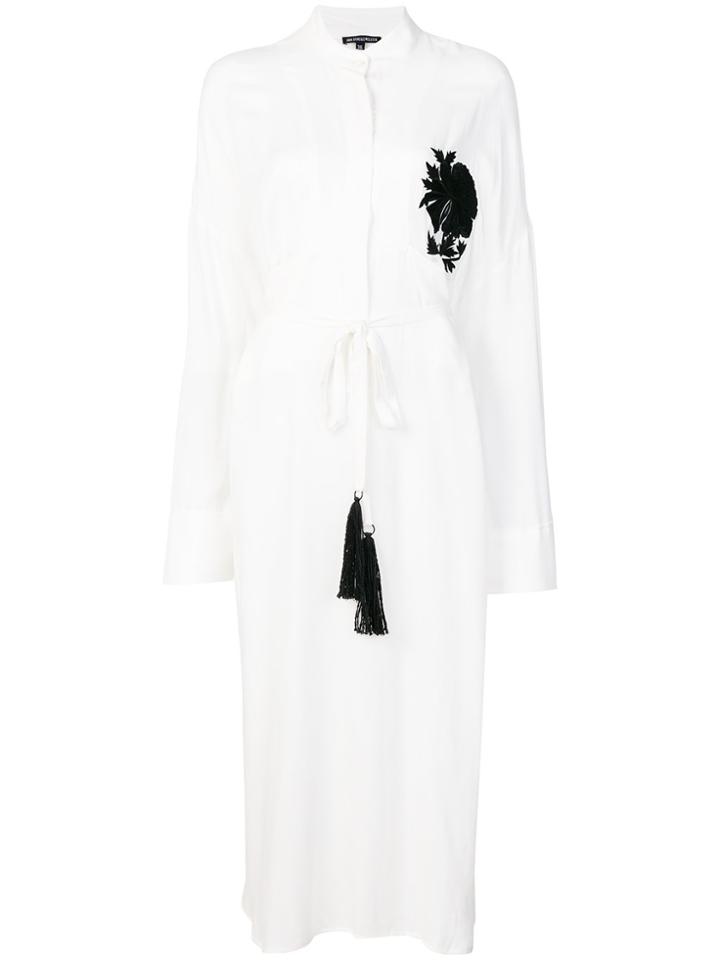Ann Demeulemeester Embroidered Flower Shirt Dress - White