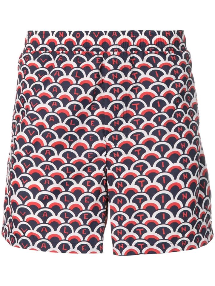 Valentino Logo Print Swim Shorts - Blue