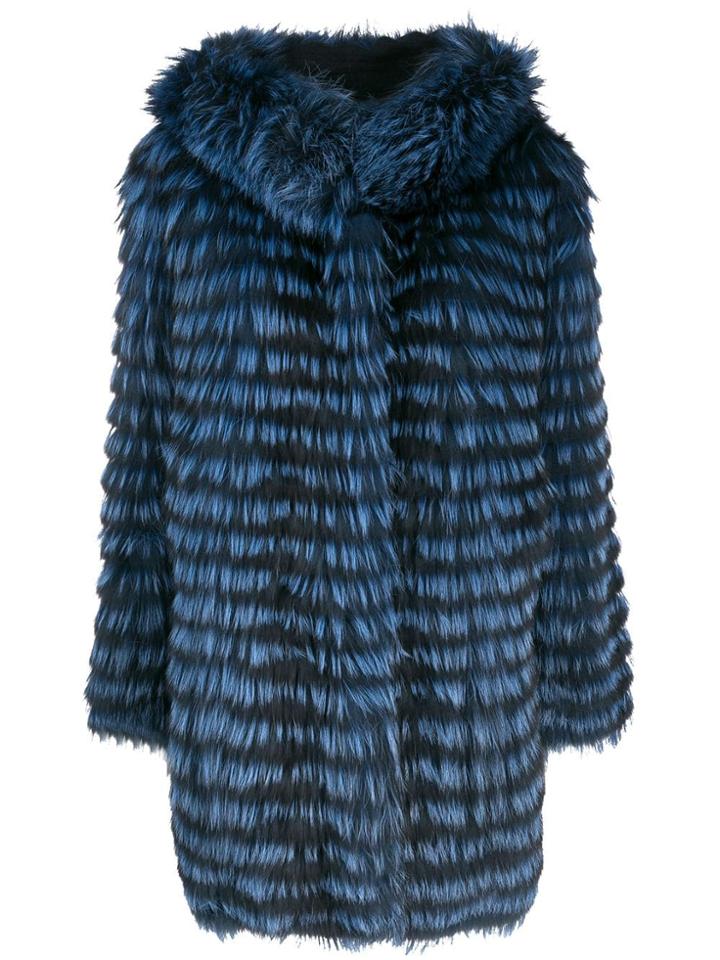 Simonetta Ravizza Two-tone Striped Coat - Blue
