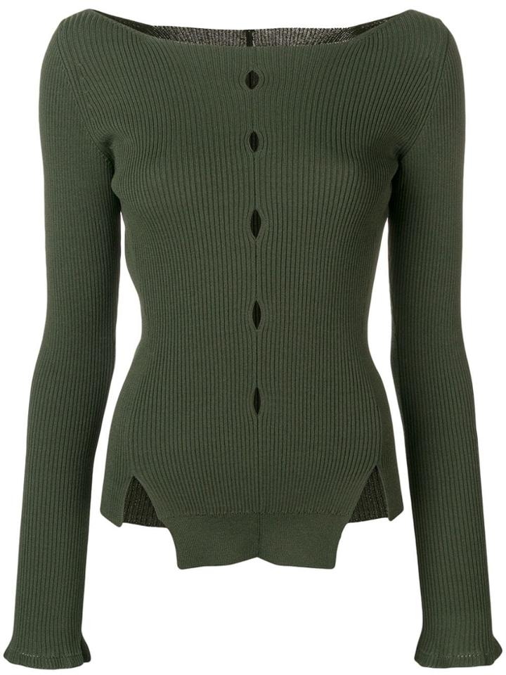 Eudon Choi Cut-out Detail Knitted Top - Green