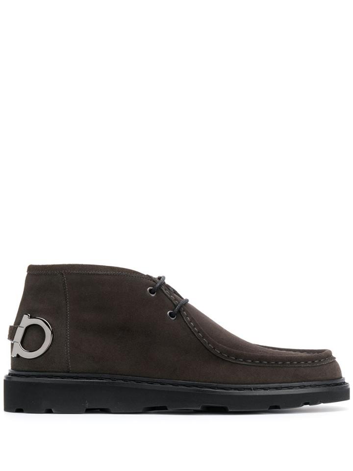 Salvatore Ferragamo Gancini Plaque Boots - Grey