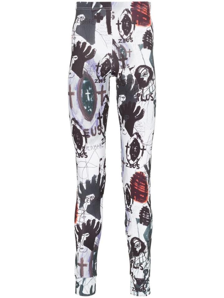 Comme Des Garçons Homme Plus Multi Print Leggings - Black