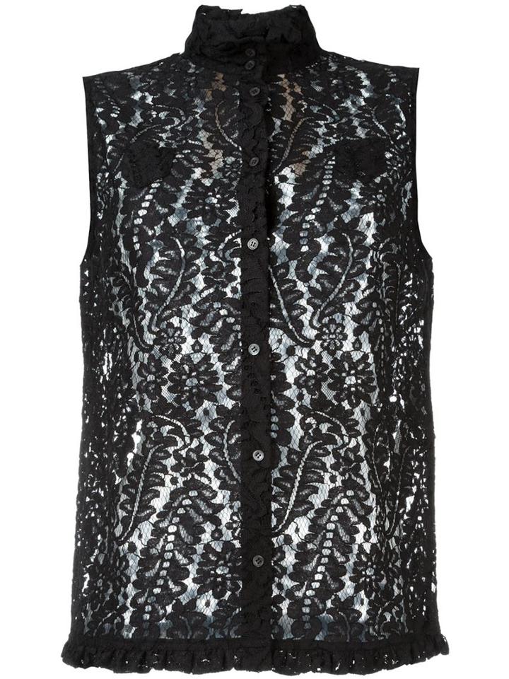 No21 Floral Lace Sleeveless Blouse, Women's, Size: 38, Black, Cotton/viscose/polyamide